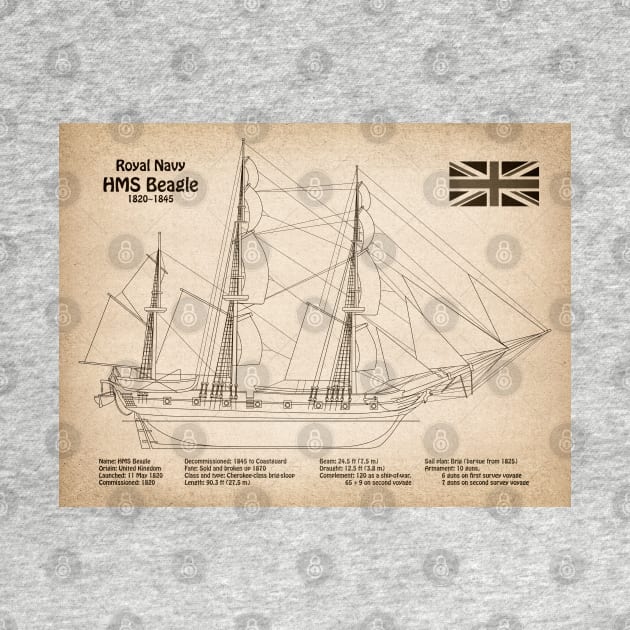 Charles Darwin HMS Beagle Tall Ship - SD by SPJE Illustration Photography